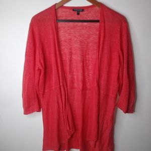 Eileen Fisher LP Linen Shrug Dark Coral Open Light Cardigan Petiite